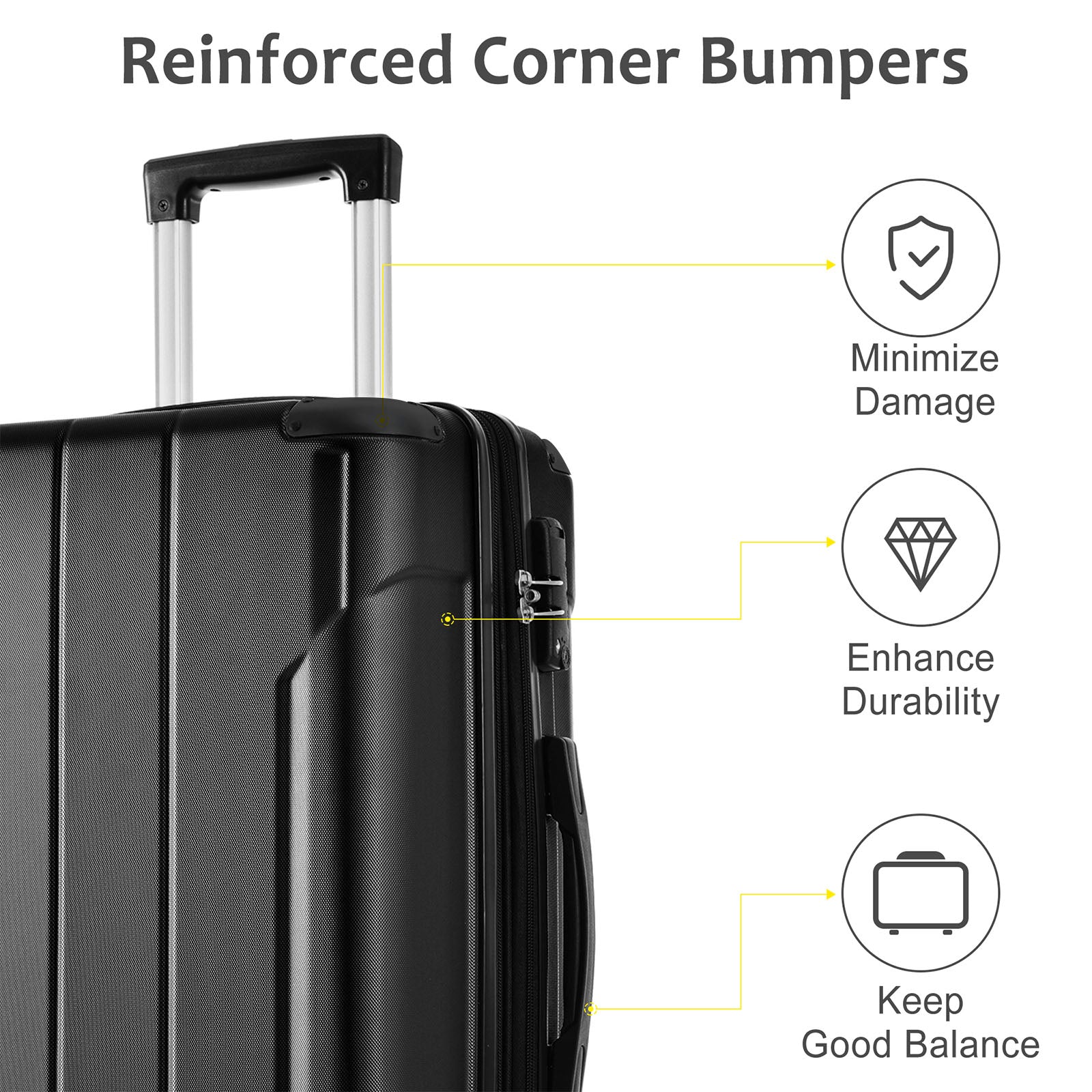 Luggage Sets 2 Piece, Hardshell Abs Lightweight And Expandable Only 28" Suitcases With Double Wheels, Carry On Luggage, 2 Piece Set 20 28 , Black Black Abs