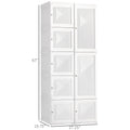 Homcom Portable Wardrobe Closet, Folding Bedroom Armoire, Clothes Storage Organizer With 8 Cube Compartments, Hanging Rod, Magnet Doors, White White Abs