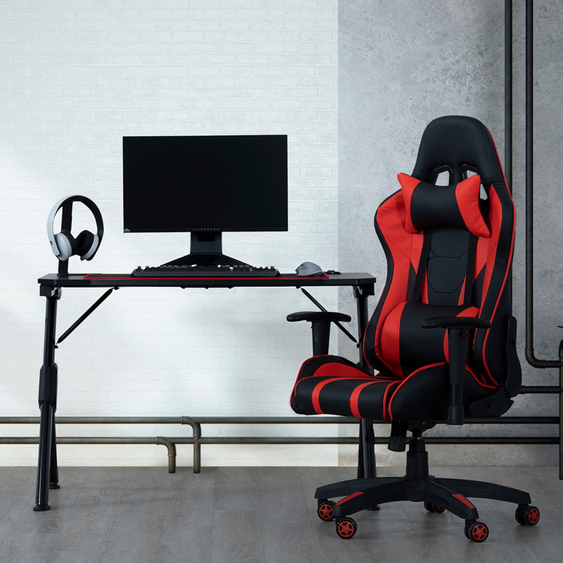 Modern Ergonomic Office Gaming Chair W Adjustable Height, 360 Degree Swivel, Faux Leather Computer Desk Chair, Black Red Caster Plastic Red Black Office Foam Rectangular Contemporary Push Button Office Chairs Solid Back Plywood Adjustable Height Faux