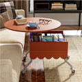 Round Lift Top Coffee Table With Wheels, Metal Frame And Multi Color Lighting In 27.6