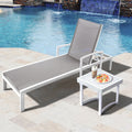 Outdoor Chaise Lounge, Aluminum Pool Beach Lounge Chair, All Weather Patio Beach Adjustable Reclining Chair Grey No Lounge Grey Rust Resistant Frame Water Resistant Cushion Garden & Outdoor Aluminium