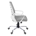 Office Chair, Adjustable Height, Swivel, Ergonomic, Armrests, Computer Desk, Work, Grey Mesh, Chrome Metal, Contemporary, Modern White Foam Polyester