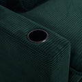 L Shape Sofa Couch With Usb & Cup Holders, Corduroy Stripe Fabric 3 Seater Sofa With 1 Ottoman, Green Green Wood 4 Seat