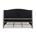 Carmen King Upholstered Wingback Panel Bed Frame, Silver Grey Polyester Box Spring Required King Silver Grey Wood Foam Polyester Polyester