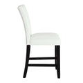 Nok 25 Inch Counter Chair, Set Of 2, Button Tufted Back, White, Black White Wood