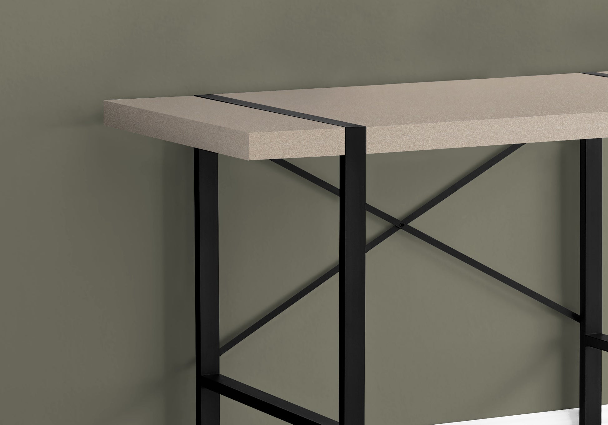 Computer Desk, Home Office, Laptop, 48"L, Work, Beige Laminate, Black Metal, Contemporary, Modern Taupe Particle Board