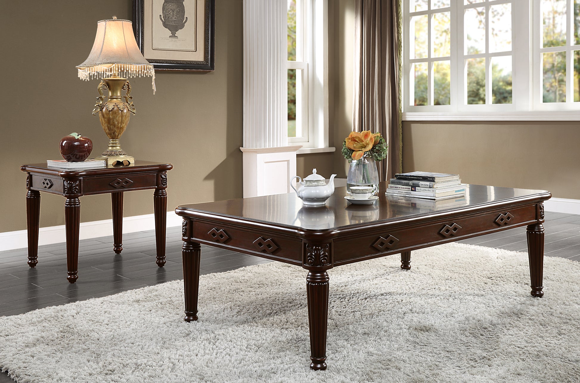 Espresso Coffee Table With Turned Legs Espresso Primary Living Space Traditional Rectangular Solid Wood Mdf