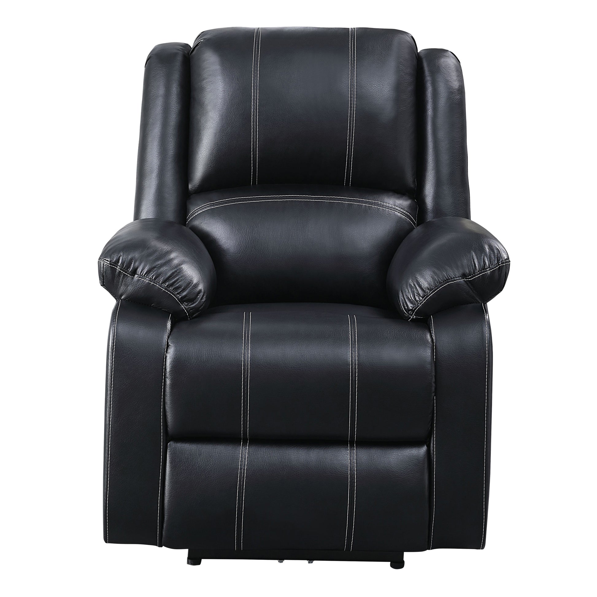 Black Power Recliner With Usb Port Black Faux Leather Power Push Button Wood Primary Living Space Pillow Back Transitional Push Button Eucalyptus Pillow Top Arms Faux Leather