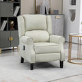 Homcom Vibration Massage Recliner Chair For Living Room With Heat, Wingback Single Sofa, Modern Linen Fabric Push Back Reclining Chair With Footrest, Side Pocket, White White Linen