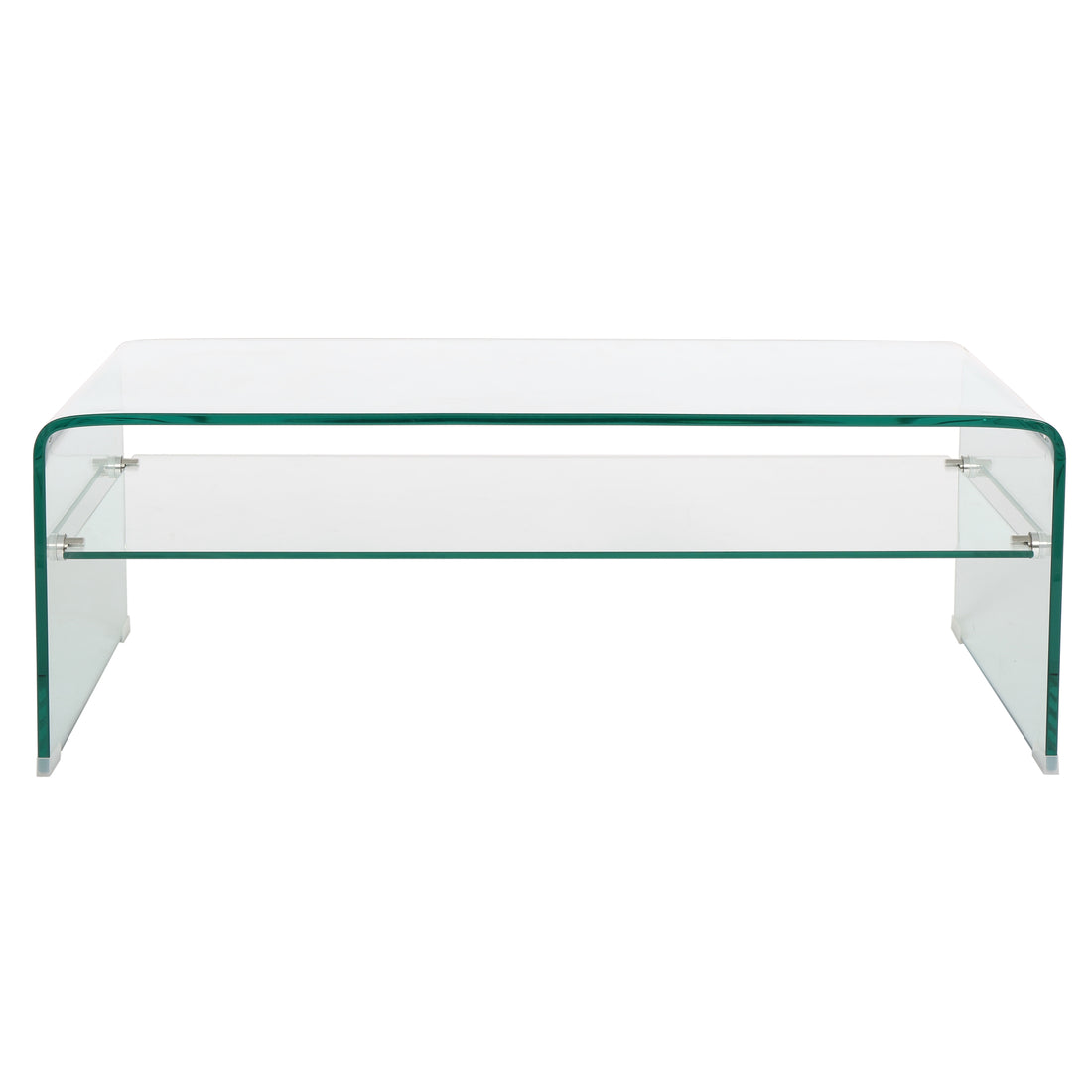 Coffee Table 12Mm Tempered Bent Glass ,8Mm Shelf Glass Clear Tempered Glass