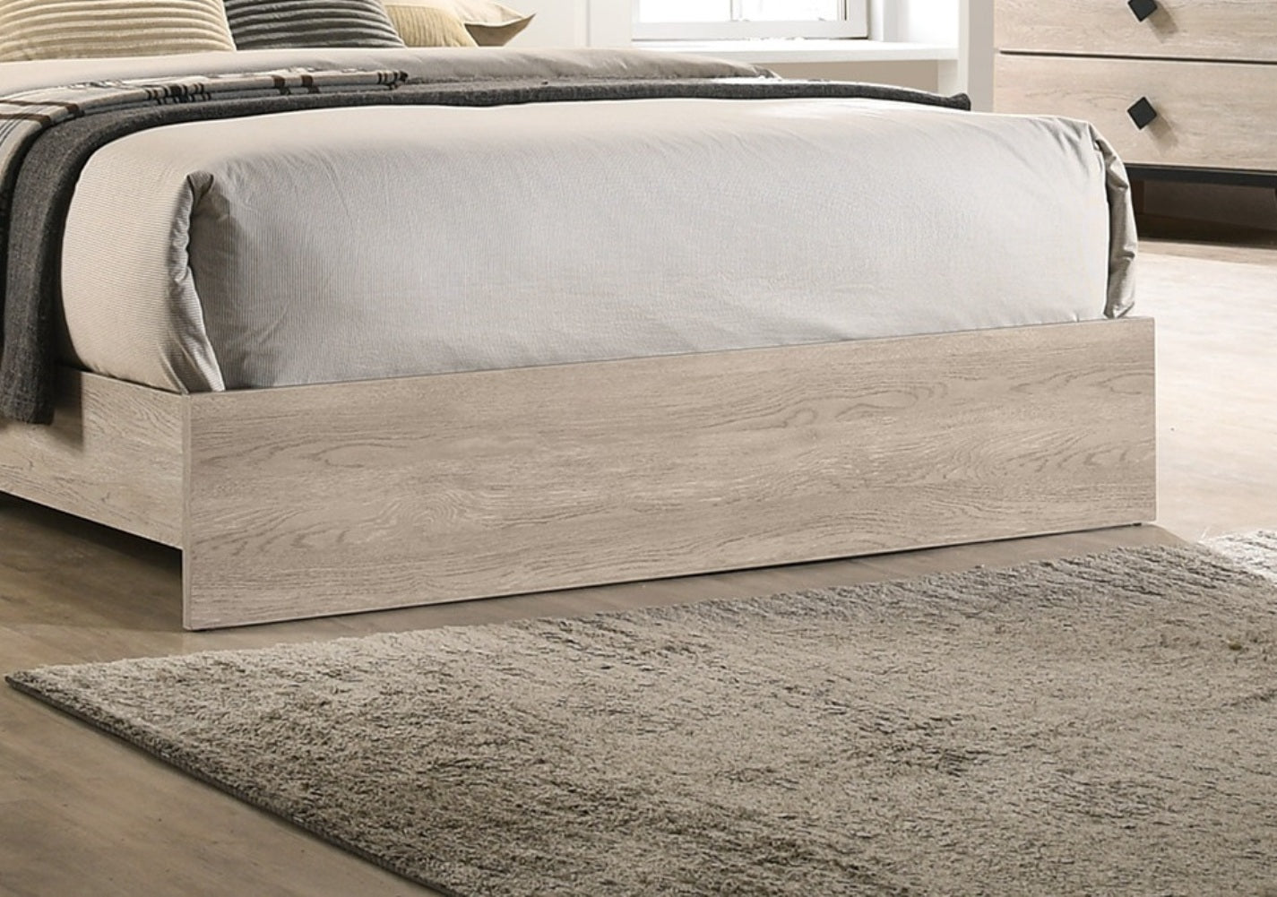 Contemporary 1Pc Cream Finish Eastern King Size Bed Bedroom Furniture Gray V Design Headboard Rubberwood 1Pc Bedframe Box Spring Required King Cream Grey Wood Bedroom