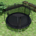 14Ft Trampoline Double Side Color Pad Trampoline For Kids And Adults With Enclosure Net And Ladder,Curved Fence Pole Black Steel Steel