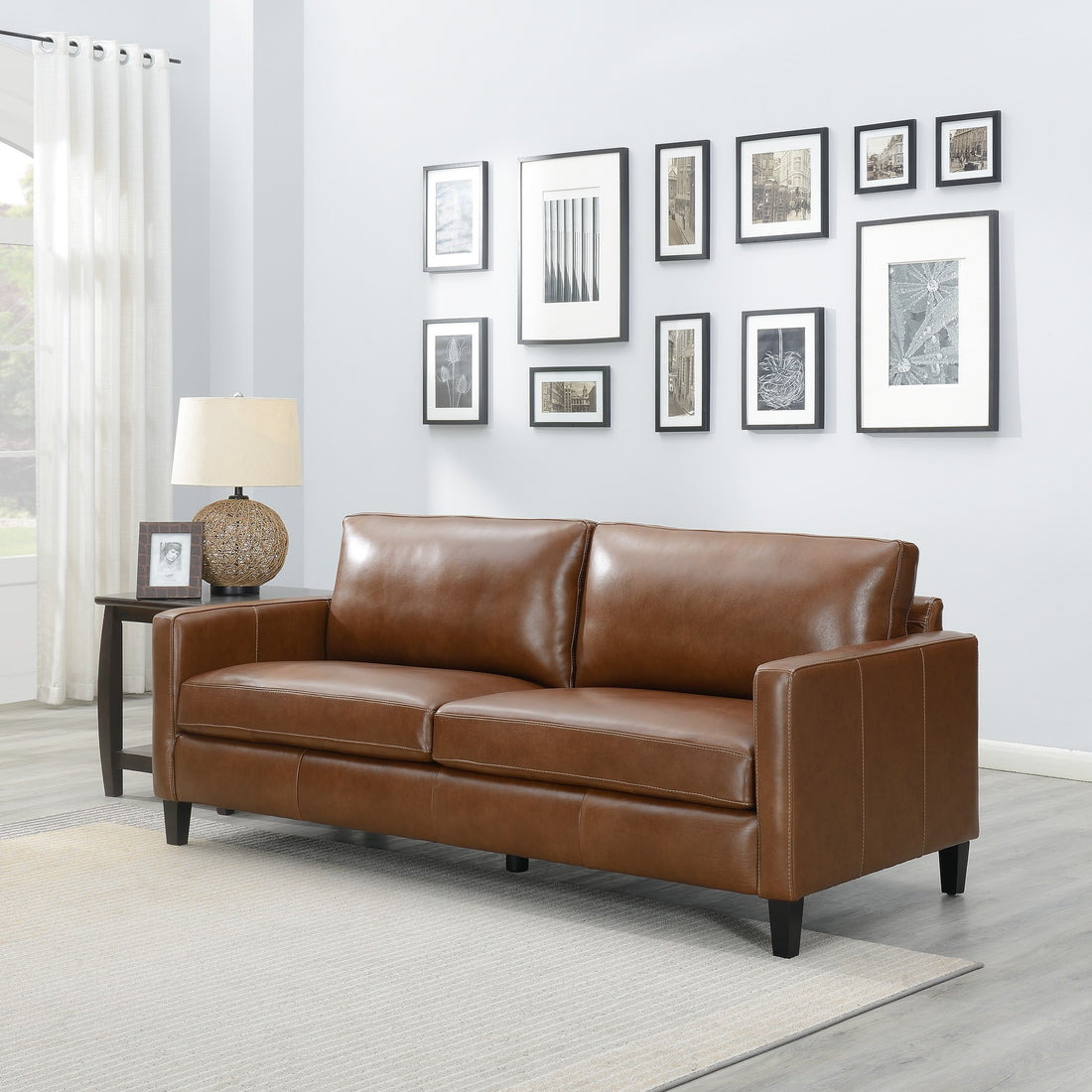 Modern & Contemporary Leather Sofa Light Brown Leather 2 Seat