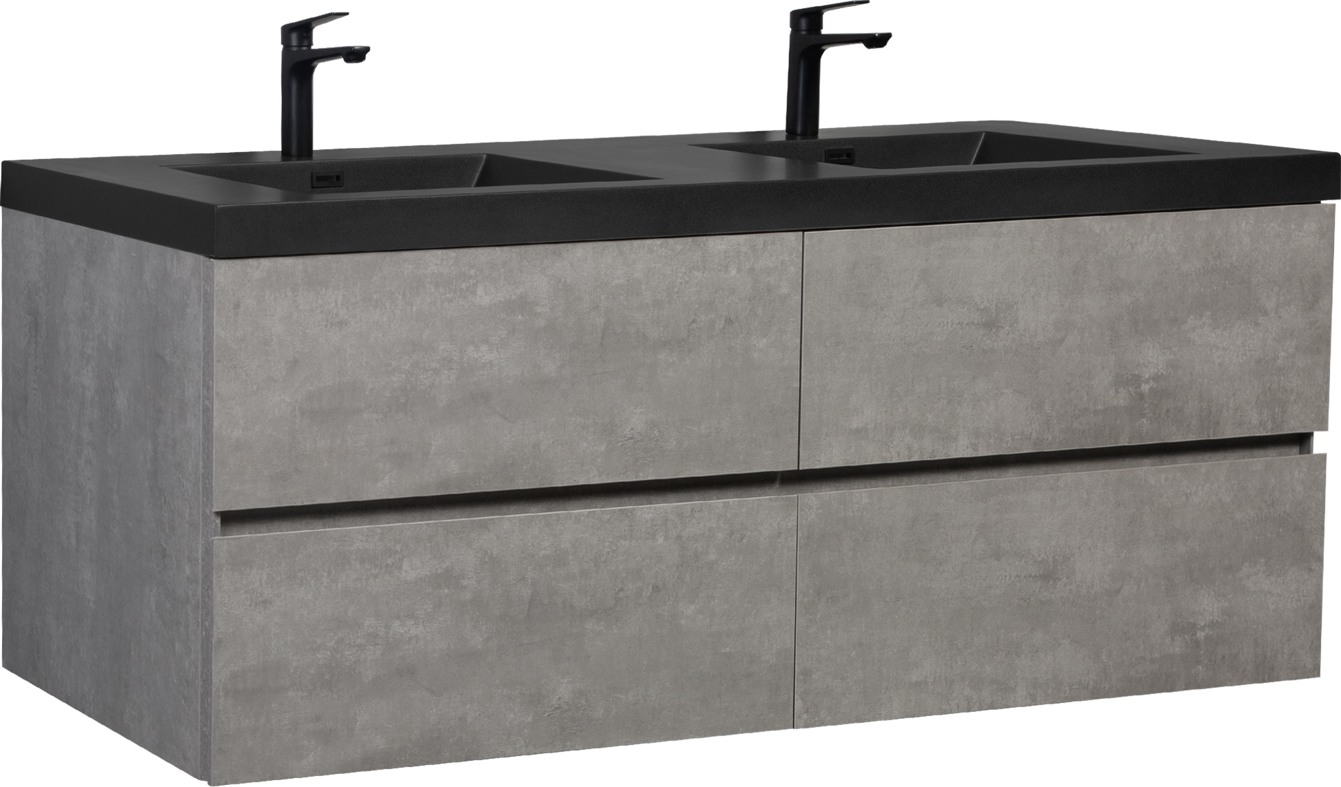 72" Floating Bathroom Vanity With Sink, Modern Wall Mounted Bathroom Storage Vanity Cabinet With Two Black Quartz Sand Top Basins And Four Soft Close Drawers, 24V12 72Gr Grey 4 Grey Wall Mounted Plywood