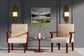 Fabric Accent Arm Chair Set Of 2 With Round Wood Table Beige Fabric