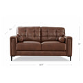 Colton Leather Loveseat Pecan Memory Foam Genuine Leather