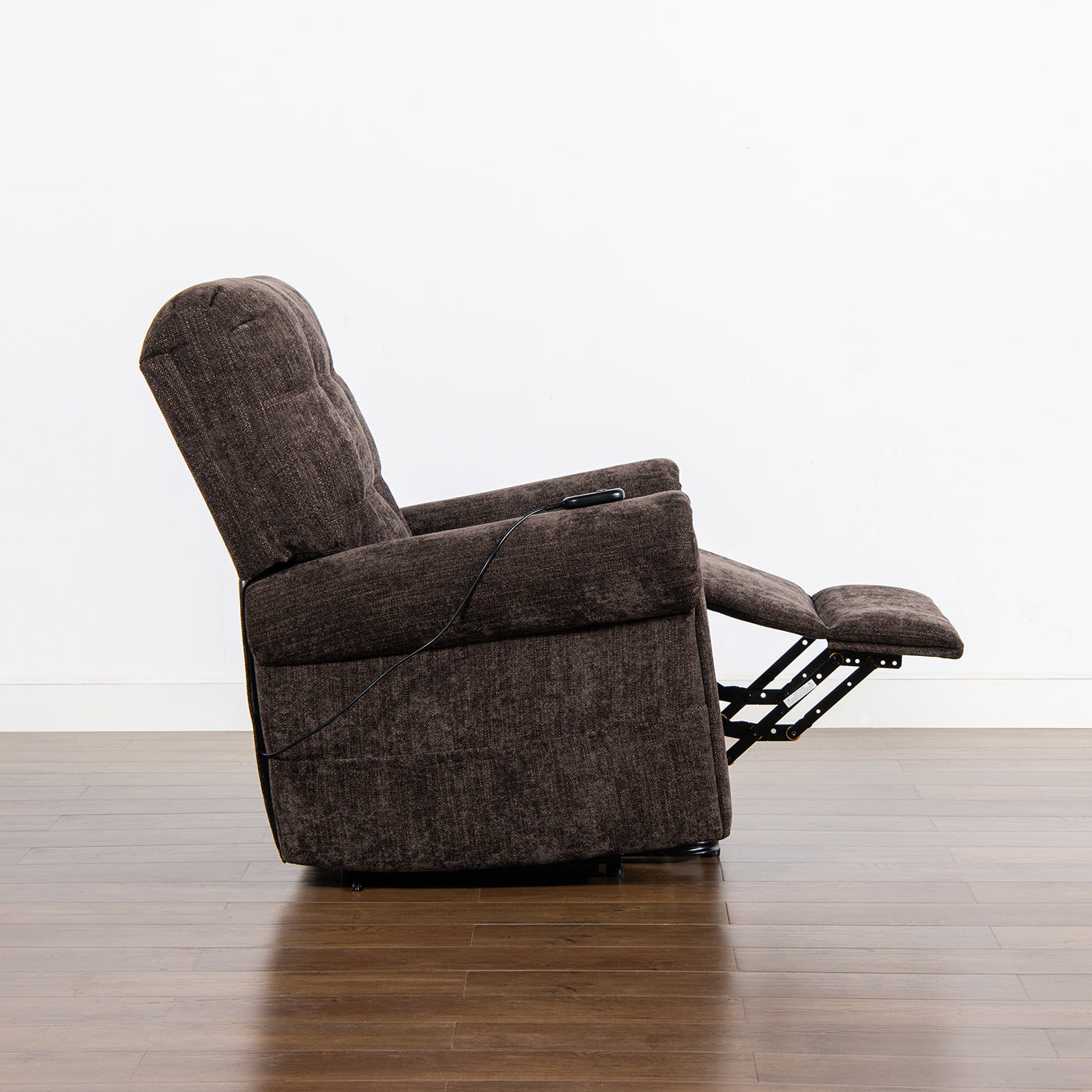 Irwin 36" Power Lift Recliner Chair, Chocolate Brown Chenille Brown Foam Chenille