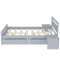 Full Size Wooden Platform Bed With 2 Storage Drawers And 2 Bedside Tables, Gray Full Gray Pine