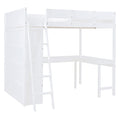 Full Size Loft Bed With Desk And Shelf White Full White Solid Wood