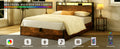Lift Up Storage Bed Frame, Queen Size Bed Frame With Bookcase Headboard & Led Lights, Wooden Platform Bed Frame With Charging Station, No Spring Box Needed, Rustic Brown Box Spring Not Required Queen Rustic Brown Metal Brown Bedroom Industrial Bed Frame