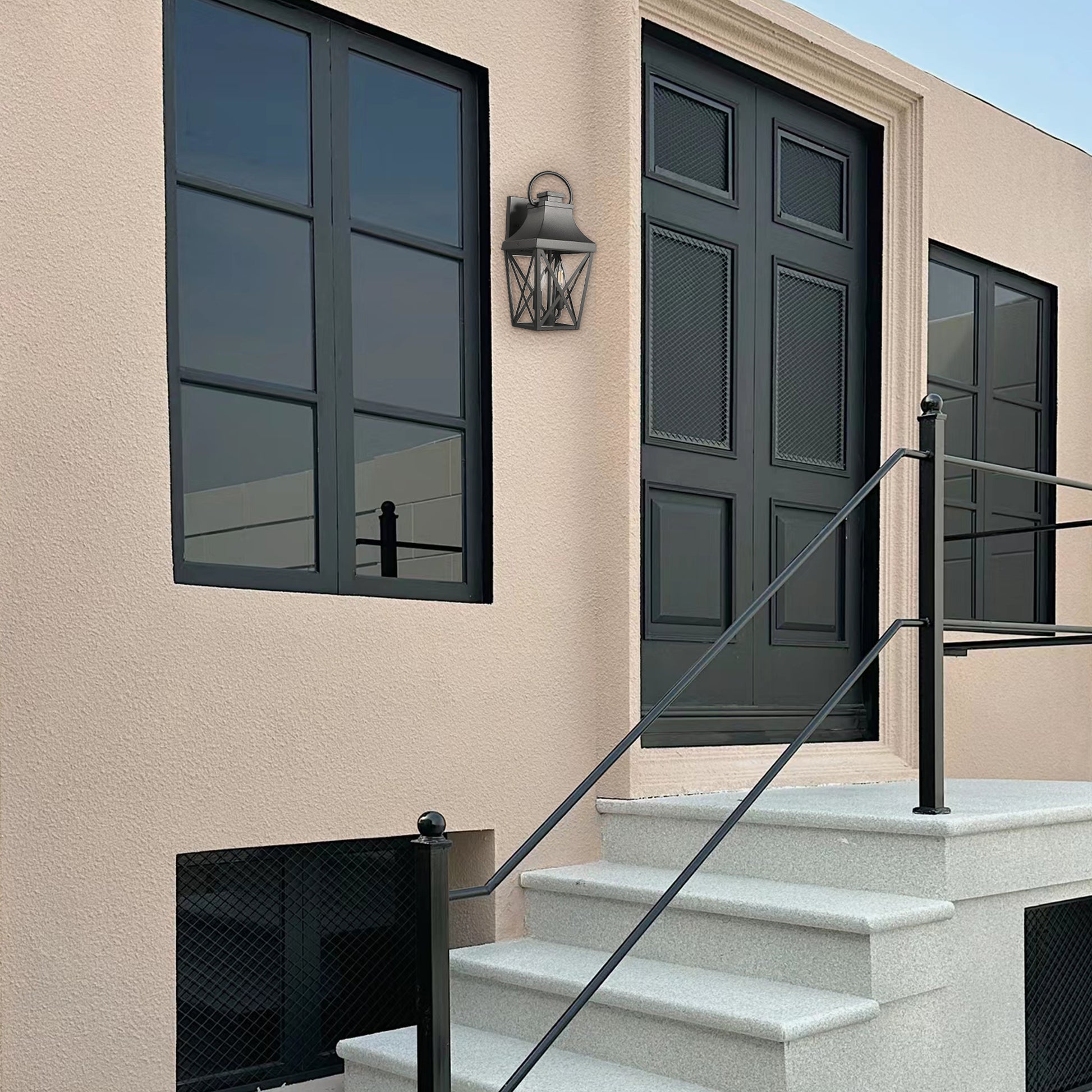 Outdoor Wall Lights, Porch Lights, Waterproof Outdoor Wall Sconce, Exterior Light Fixture Matte Black With Clear Glass Shade For Garage Patio Front Door Balcony 1 Pack Black Aluminium