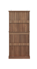 4 Door Cabinet With 1 Drawer, With 4 Adjustable Inner Shelves, Storage Cabinet Walnut Mdf