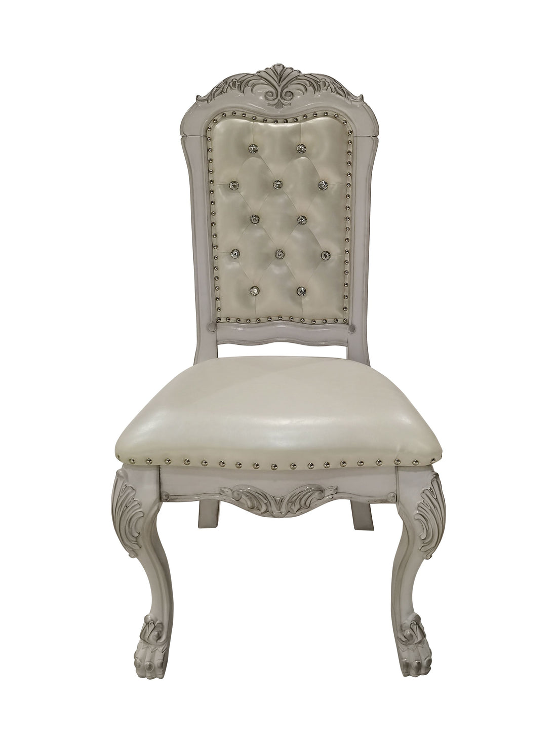 Ivory And Bone White Side Chair With Button Tufted Set Of 2 Solid Ivory Dining Room Contemporary Side Chair Tufted Back Set Of 2 Faux Leather