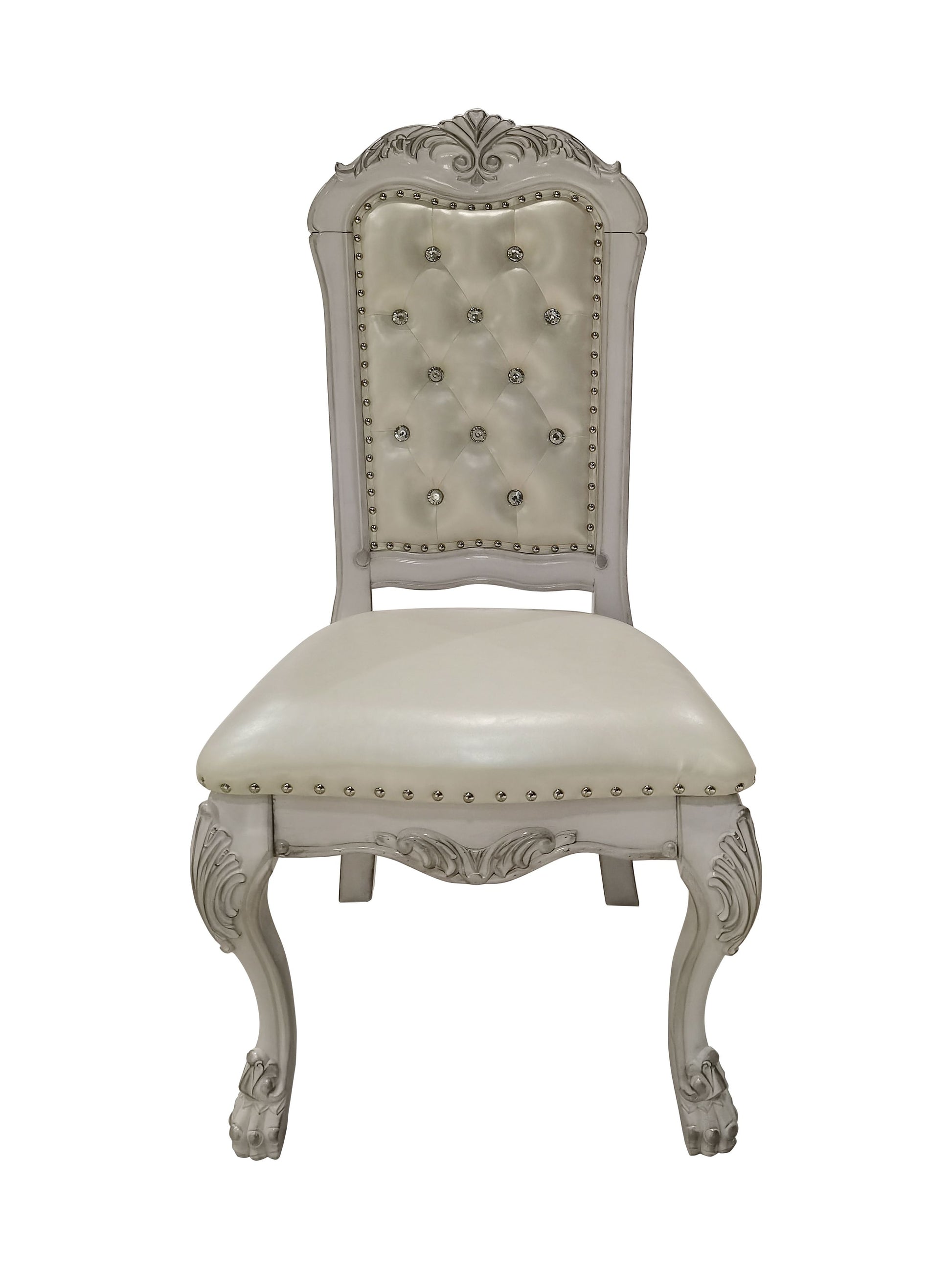 Ivory And Bone White Side Chair With Button Tufted Set Of 2 Solid Ivory Dining Room Contemporary Side Chair Tufted Back Set Of 2 Faux Leather