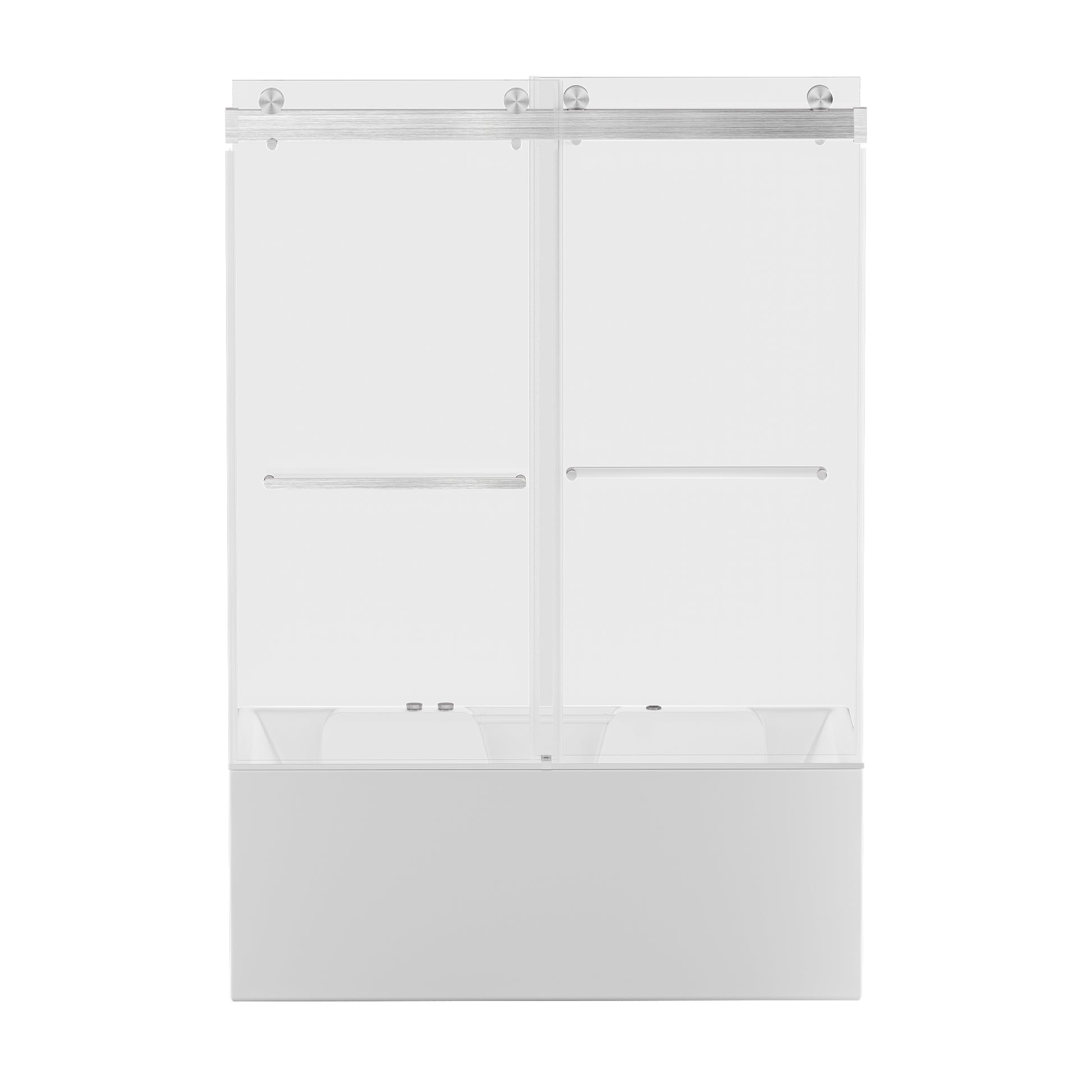 56 60 In. W X 62 In. H Frameless Double Sliding Tub Door, Bypass Tub Shower Door Soft Closing, Brushed Nickel 24D02 T60Bnx Brushed Nickel Tempered Glass