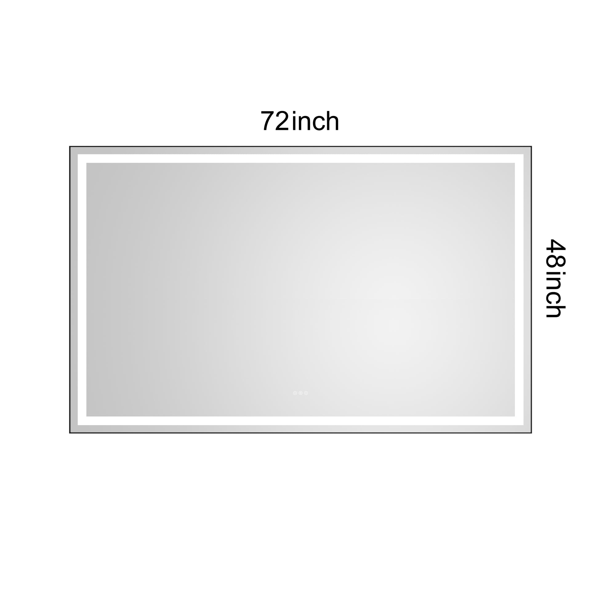 72 X 48 Inch Led Bathroom Mirror With Aluminum Frame, Wall Mounted Vanity Mirror, Anti Fog, Memory, 3 Colors, Stepless Dimmable Matte Black Aluminium,Glass