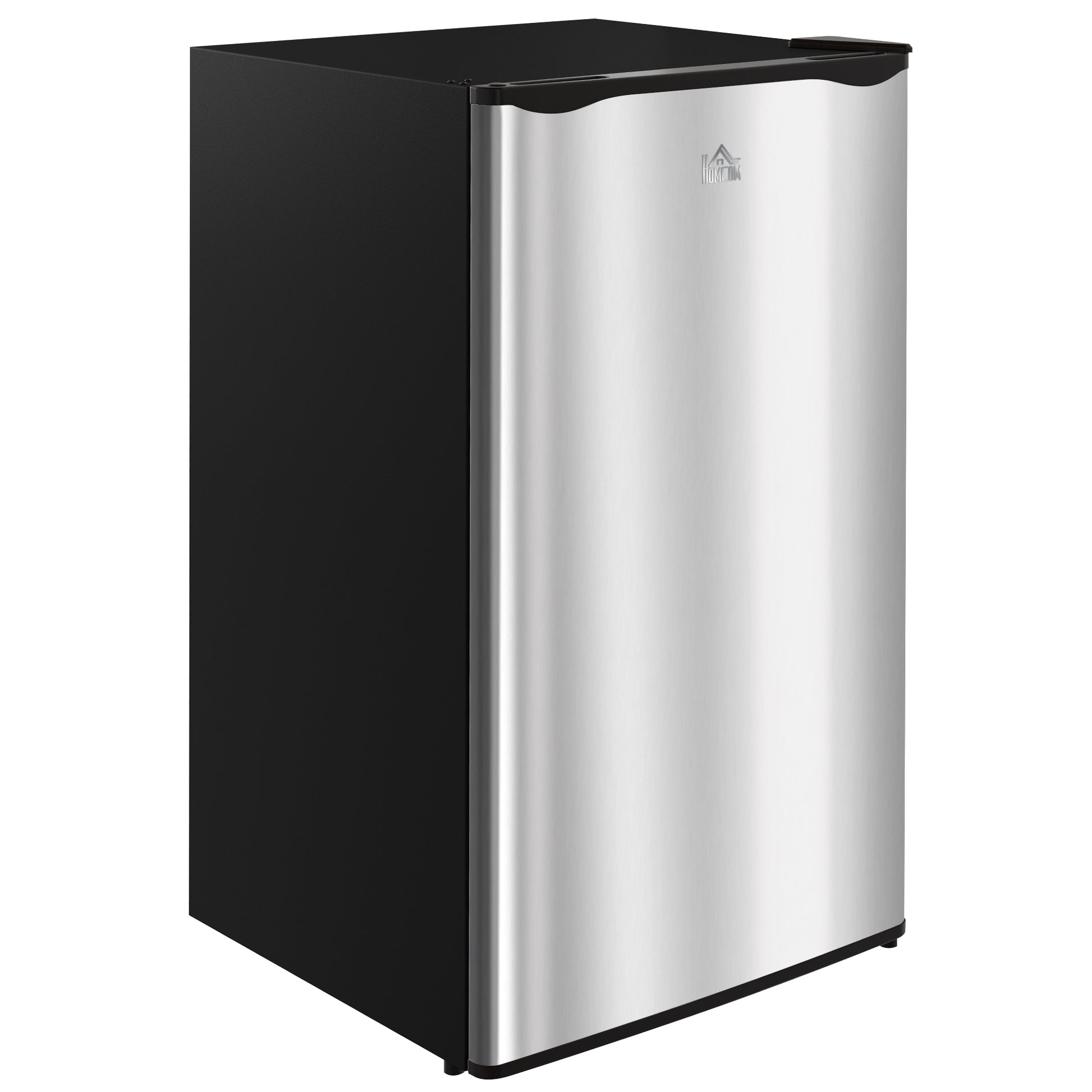 Homcom 3.2 Cu.Ft Mini Fridge With Freezer, Single Door Compact Refrigerator With Adjustable Thermostat, Shelf And Reversible Door For Bedroom, Dorm, Home Office, Energy Efficient, Silver Silver Steel