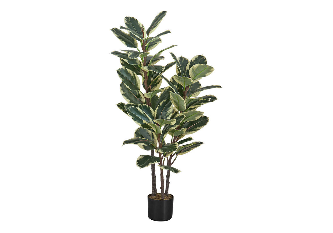 Artificial Plant, 47" Tall, Oak Tree, Indoor, Faux, Fake, Floor, Greenery, Potted, Real Touch, Decorative, Green Leaves, Black Pot Green Plastic