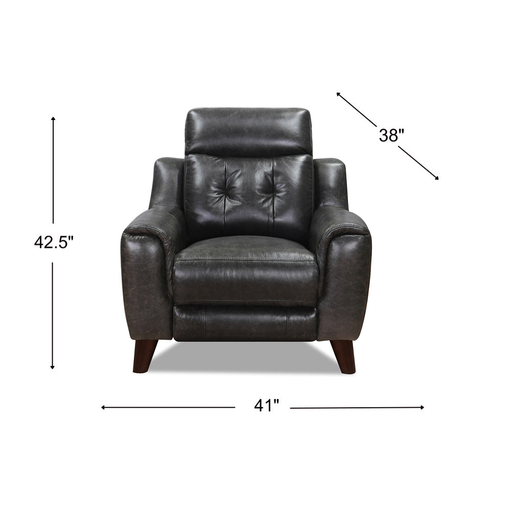 Torino Power Headrest, Lumbar, Zero Gravity Waxy Pull Up Leather Recliner Dark Gray Memory Foam Genuine Leather