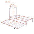 Twin Size Metal Platform Bed With Twin Size Trundle,House Shaped Headboard Design, Pink Twin Pink Metal
