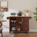 Mobile Kitchen Island Cart With 3 Drawers Brown Particle Board