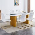 Large Modern Rectangular Table With 0.4 Inch Patterned Tabletop And Large Mdf Table Legs, Suitable For Kitchen, Dining Room, And Living Room 71 