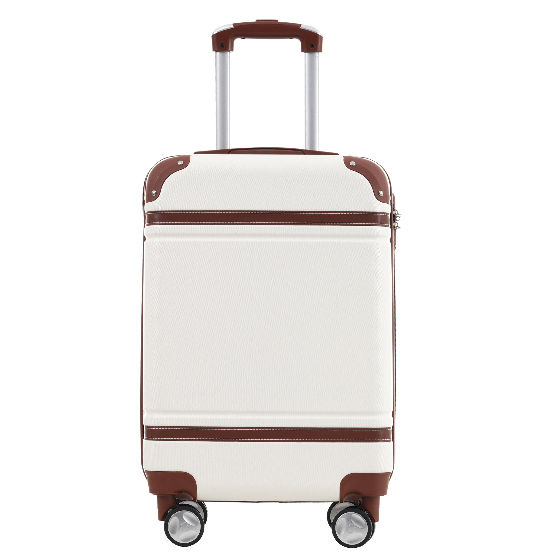 Hardshell Luggage Sets With Bags Lightweight Suitcase Double Spinner Wheels With Tsa Lock ,Single Vintage Luggage 24 In,White White Abs