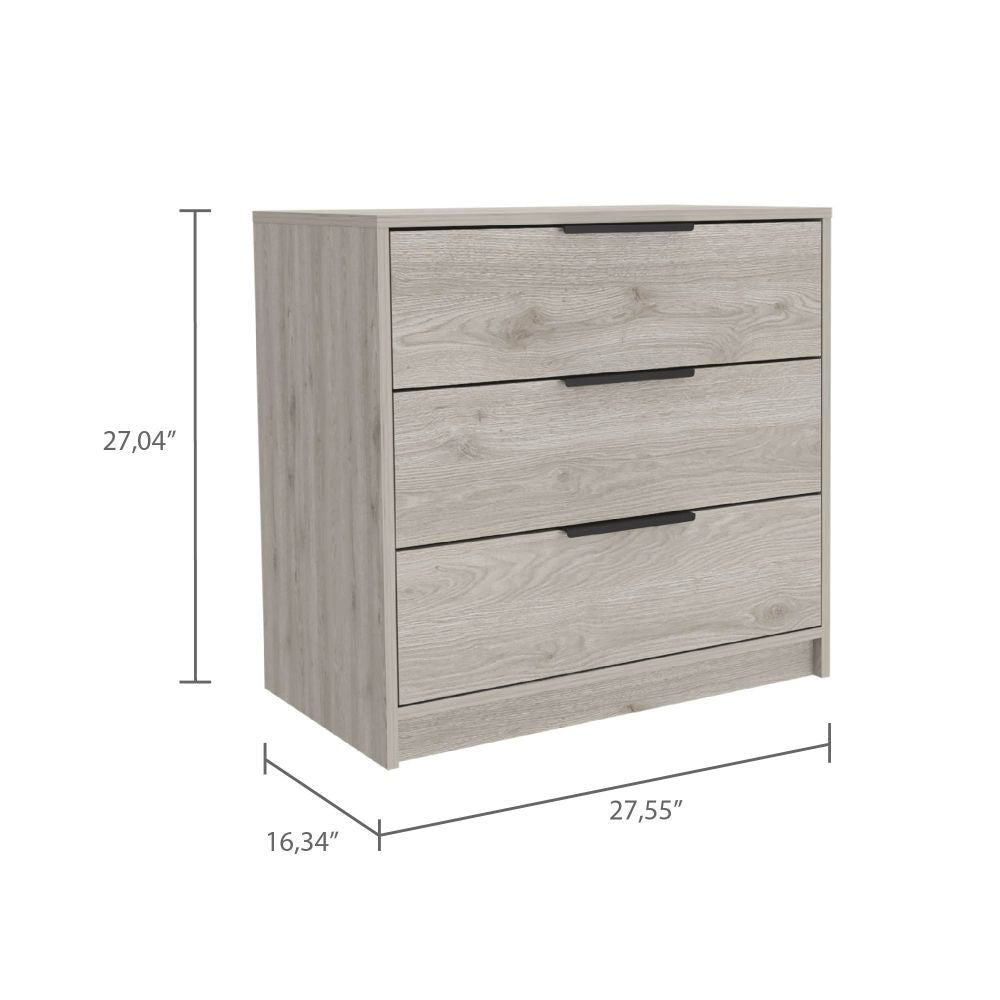 Dresser 27"H, 3 Drawers Dresser, Superior Top, Light Gray Gray Particle Board Particle Board