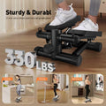 Steppers For Exercise, Stair Stepper With Resistance Bands, Mini Stepper With 330Lbs Loading Capacity, Hydraulic Fitness Stepper With Lcd Monitor, No Assembly Required Black Durable Primary Living Space Contemporary Body Building Abs Rubber Steel Q235