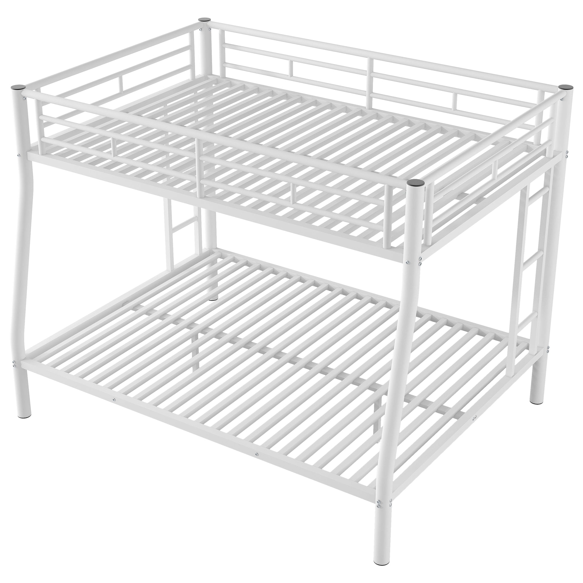 Full Xl Over Queen Metal Bunk Bed With Ladder And Guardrails, White Expected Arrival Time: 9.7 Box Spring Not Required Full Xl White Metal Metal