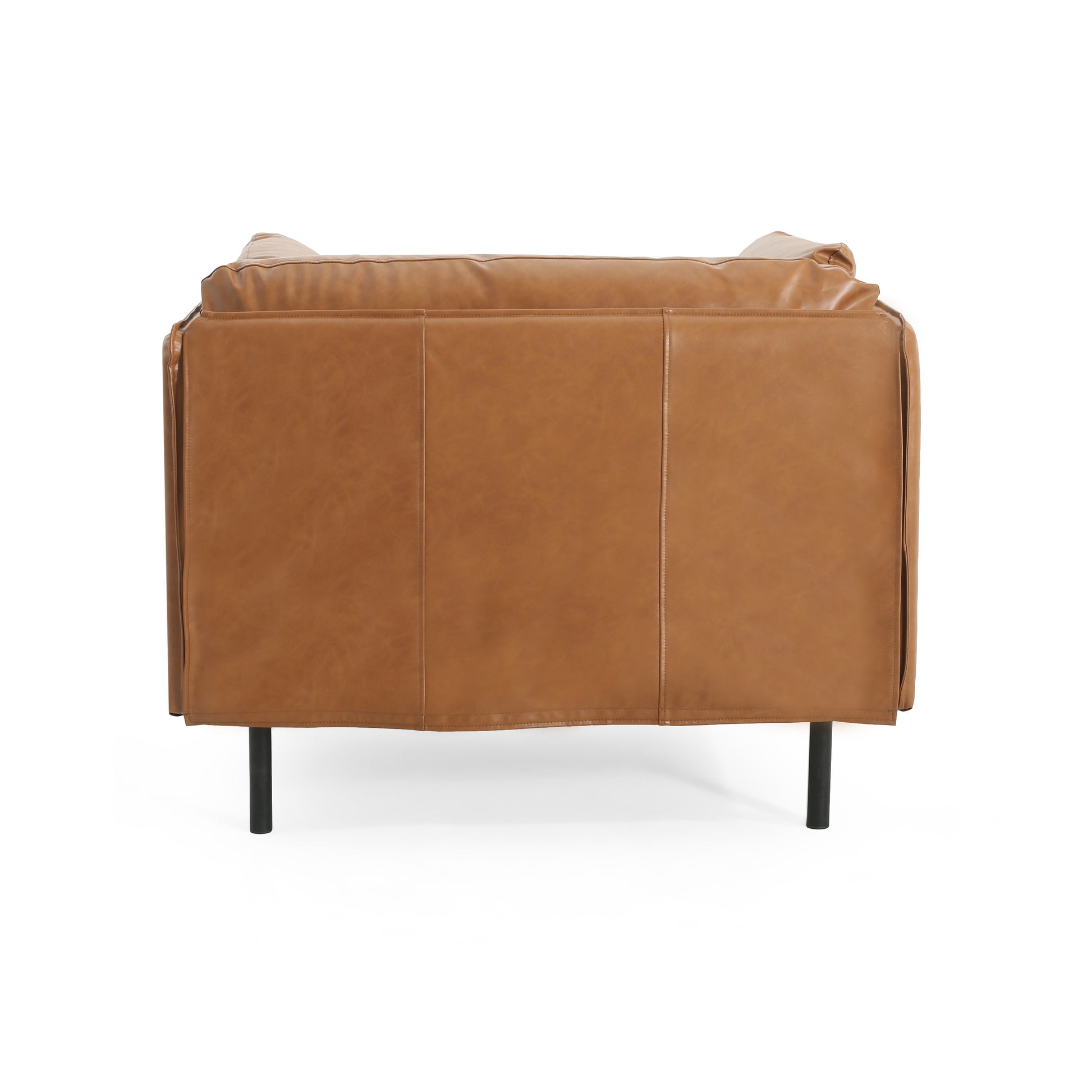 39" Vintage Brown Faux Leather Lounge Chair With Polyester And Pu Leather Upholstery, Solid Wood Frame And Steel Legs, Perfect For Living Room, Bedroom, Or Office Brown Polyester,Pu Leather,Solid