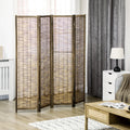 Homcom 4 Panel Room Divider, 5.5 Ft Portable Folding Privacy Screens, Reed Hand Woven Freestanding Partition Wall Dividers For Home Office, Carbonized Brown Bamboo