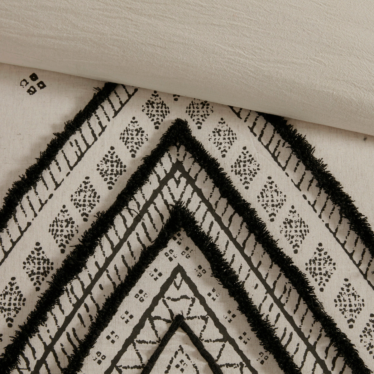 3 Piece Cotton And Flax Linen Blend Comforter Set Natural Full Queen Queen White Black Cotton