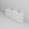 White Double Bath Vanity 84 In. W X 22 In. D, Carrara Marble Top, And Faucet Set White Plywood Wood