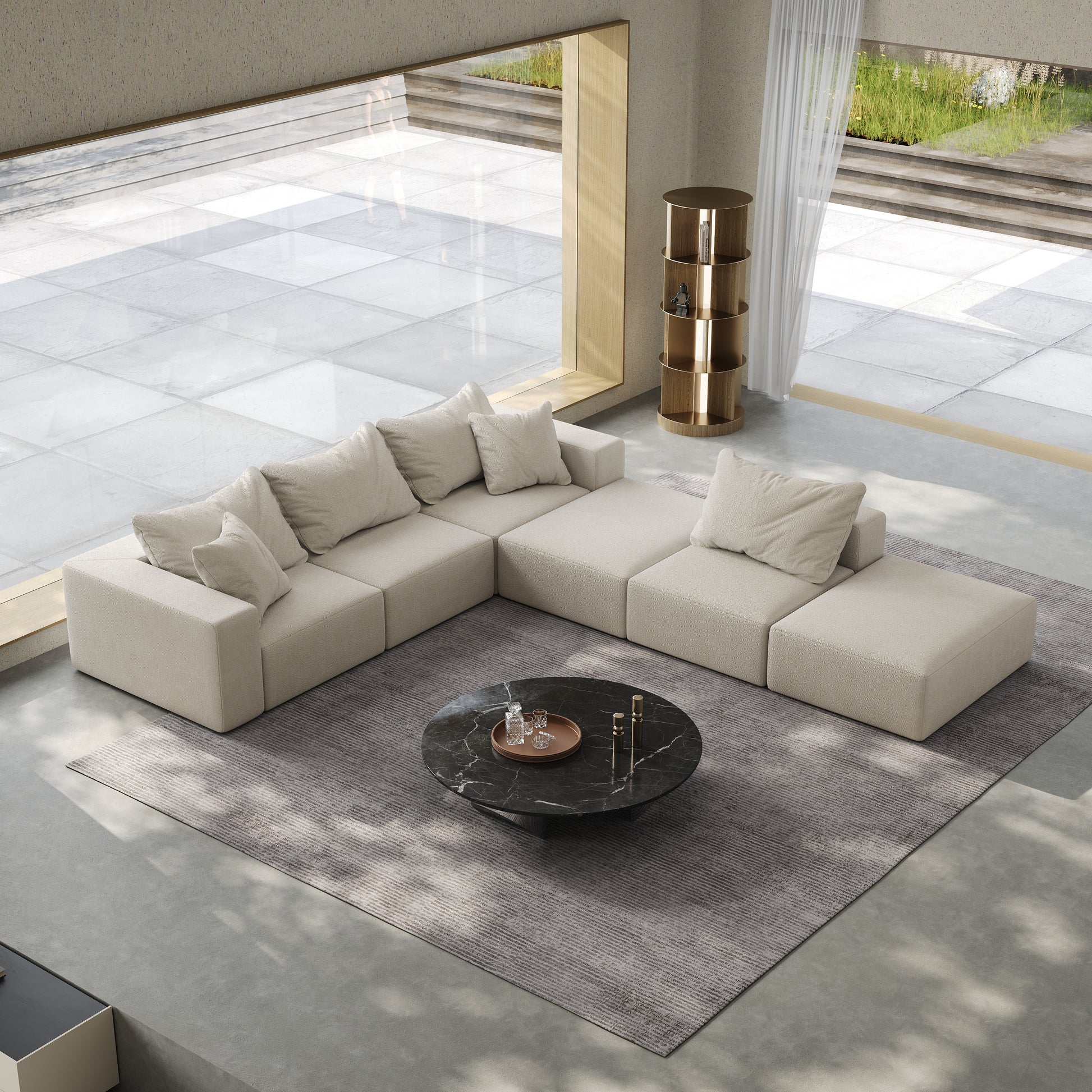 Oversized Sponge Cloud Sofa,Modern Upholstered Sectional Sofa Couch Set,Modular 162" L Shaped Sectional Living Room Sofa Set With 6 Pillows,Free Combination Sofa Couch For Living Room,Bedroom Beige Foam Chenille 6 Seat