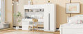 2 Door Wooden Storage Desk Wardrobe For Bedroom With Shelves And Drawers, White White Mdf Lvl