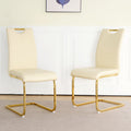 Modern Style Glass Dining Table With Elegant Transparent Design, Solid Support Base, Pale Yellow Dining Chair Set With Gold Plated Legs, Suitable For Restaurant Kitchens Set Of 7 Yellow Glass