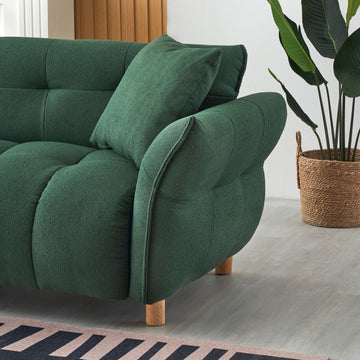93.70 Inches Long, Teddy Sofa Fabric,With Two Matching Pillows And Three Spacious And Comfortable Seats, For Apartment Office Living Room Green Green Teddy 3 Seat