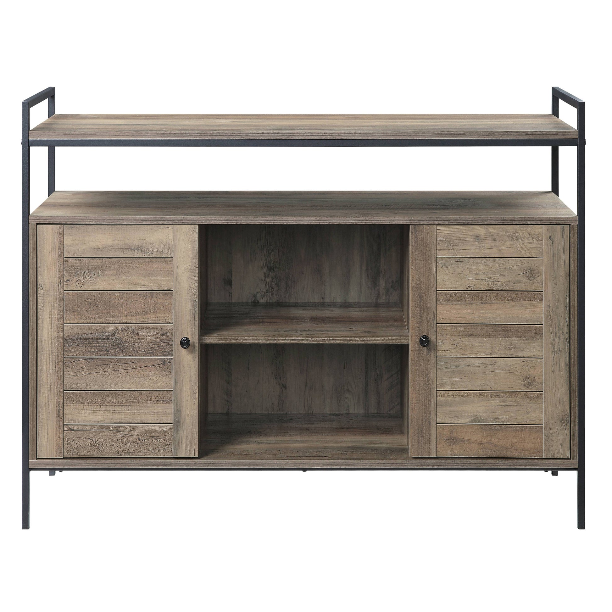 Rustic Oak And Black Tv Stand With 2 Doors Rustic Primary Living Space 50 59 Inches Oak Wood Metal