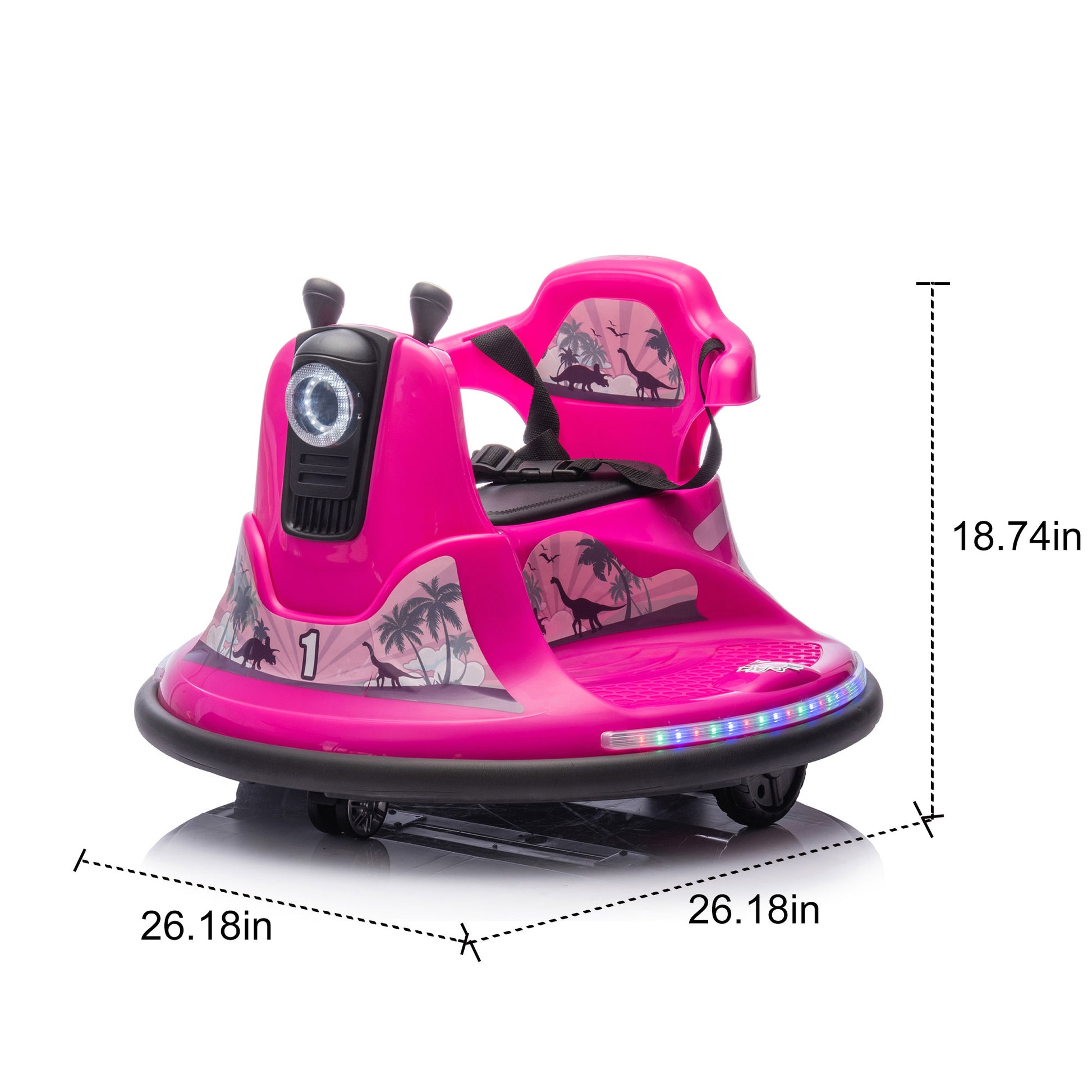 12V Kids Ride On Bumper Car W Parents Control,Rotate 360 Degrees,Two Handed Switch For Direction Control,Bumper Strip,Light Belt,Mp3 Music,Bluetooth,Provide A Speed Of 0.75Mph For Kids Of 2 5 Rose